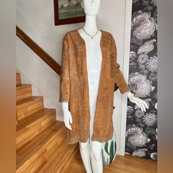 Free People UNDERSTATED LEATHER STUDDED SUEDE DUSTER COAT - Picture 5 of 8